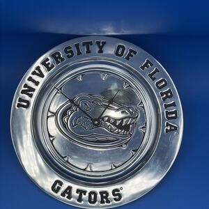 Wilton Armetale Pewter Clock Florida Gators Diamond Plate Man Cave UF Florida